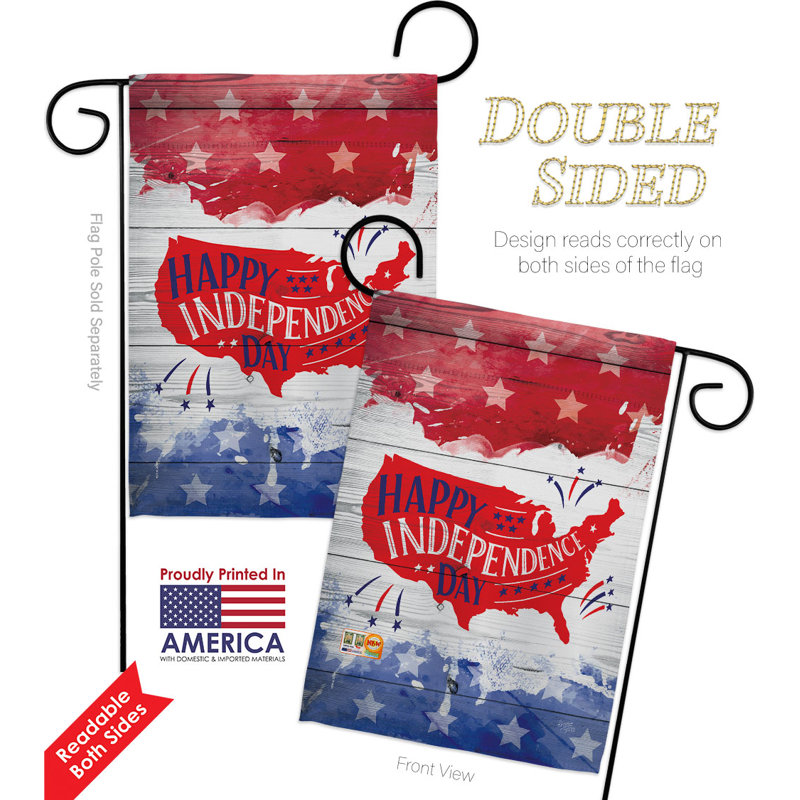Double Sided Polyester Independence Day Flag Set, 18.5" H x 13" W