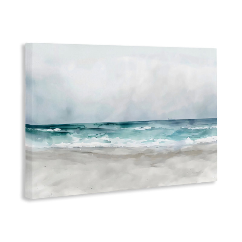 Toile abstraite aquarelle sur plage, design par LSR Design Studio, H 24 po x l 36 po