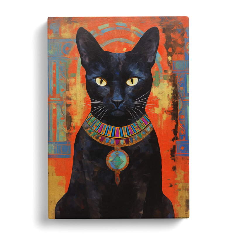 Egyptian Cat Impressionism - Wrapped Canvas, 60cm H x 40cm W x 3cm D