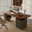 Bureau rectangulaire à 3 tiroirs Brownness + Gun-486252928-486252941