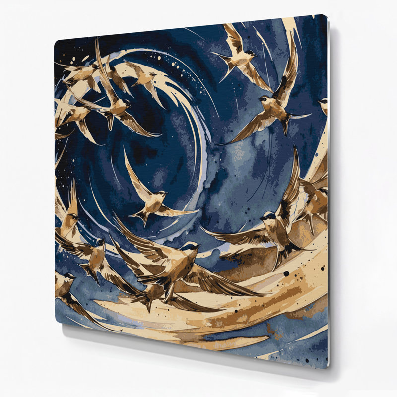 Oiseaux, art mural gris commun, H 144 po x l 144 po x P 0,05 po