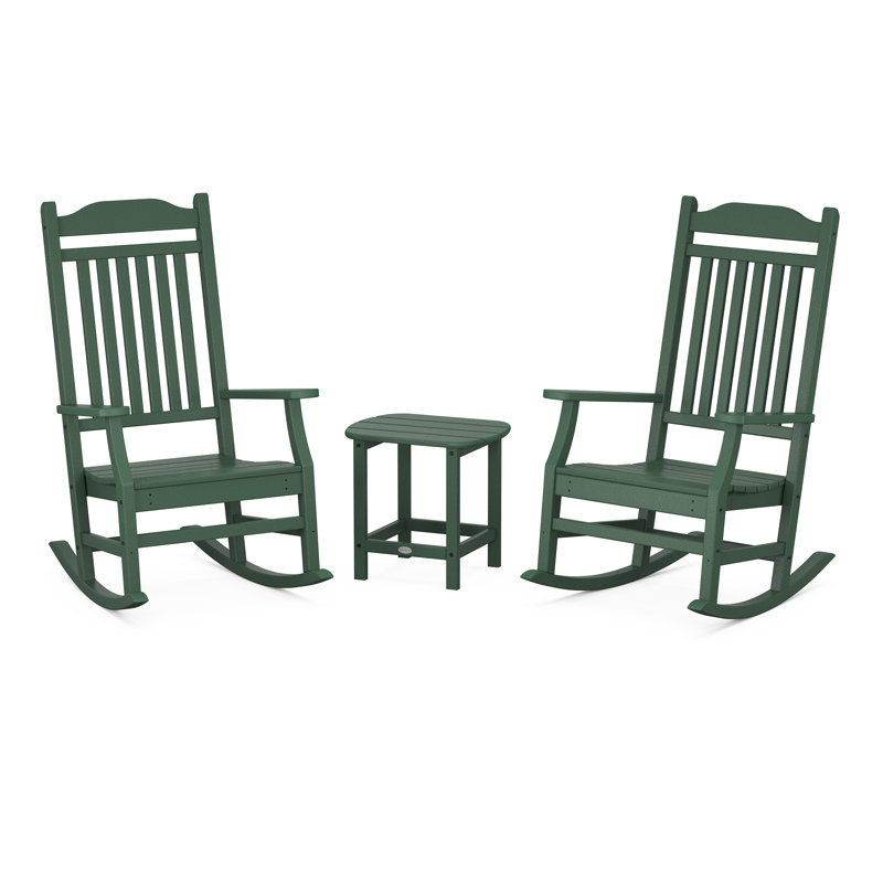Cottage Rocking Chair 3-Piece Set, Green