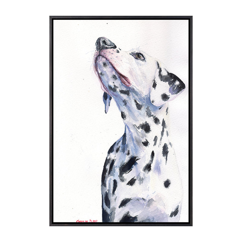 Décoration murale pour enfants dalmatien, H 26 po x l 18 po x 1,5 po, Toile encadrée noir délavé