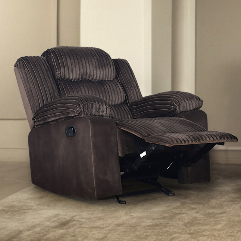 Jacobo Wood & Fabric Glider Recliner , Brown