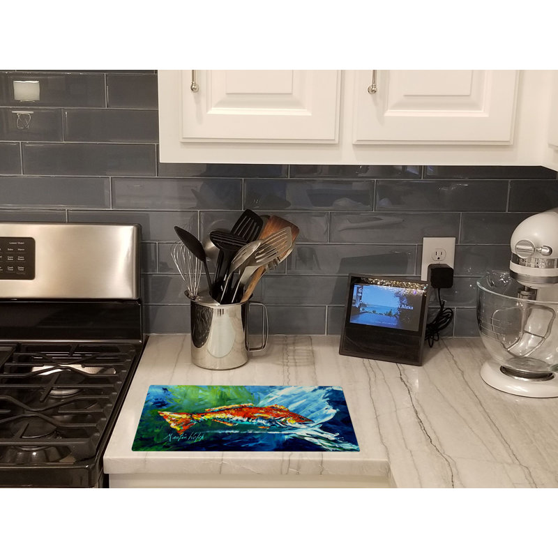 Break Through Red Fish Glass Cutting Board