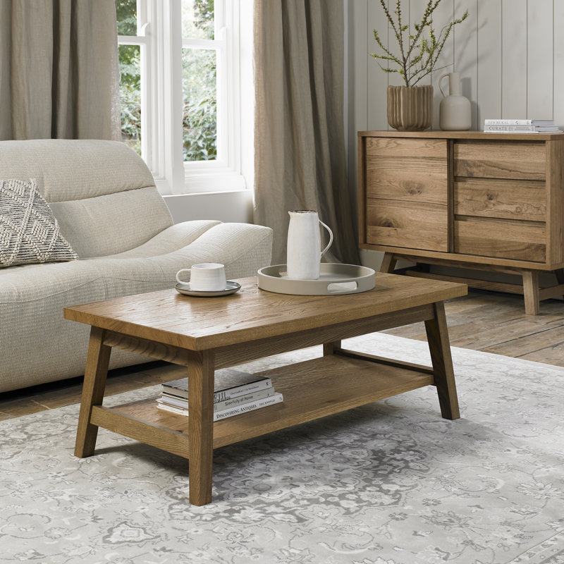 Arkema Four Leg Coffee Table with Storage, Rustic Oak, Rustic Oak