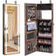 Armoire à bijoux en miroir avec miroir pleine longueur et 2 lumières DEL internes-232388045