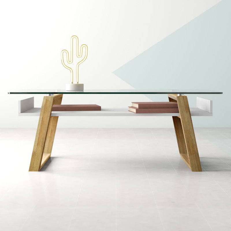 Canisteo Glass Top Coffee Table, Natural