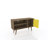 Liberty 43" Mid-Century Modern 3-Shelf TV Stand for TVs up to 43" in Rustic Brown and Yellow-1799682137