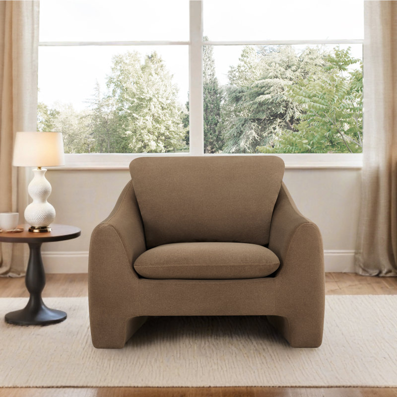 Elodie 42'' Upholstery Modern Armchair, Brown Polyester