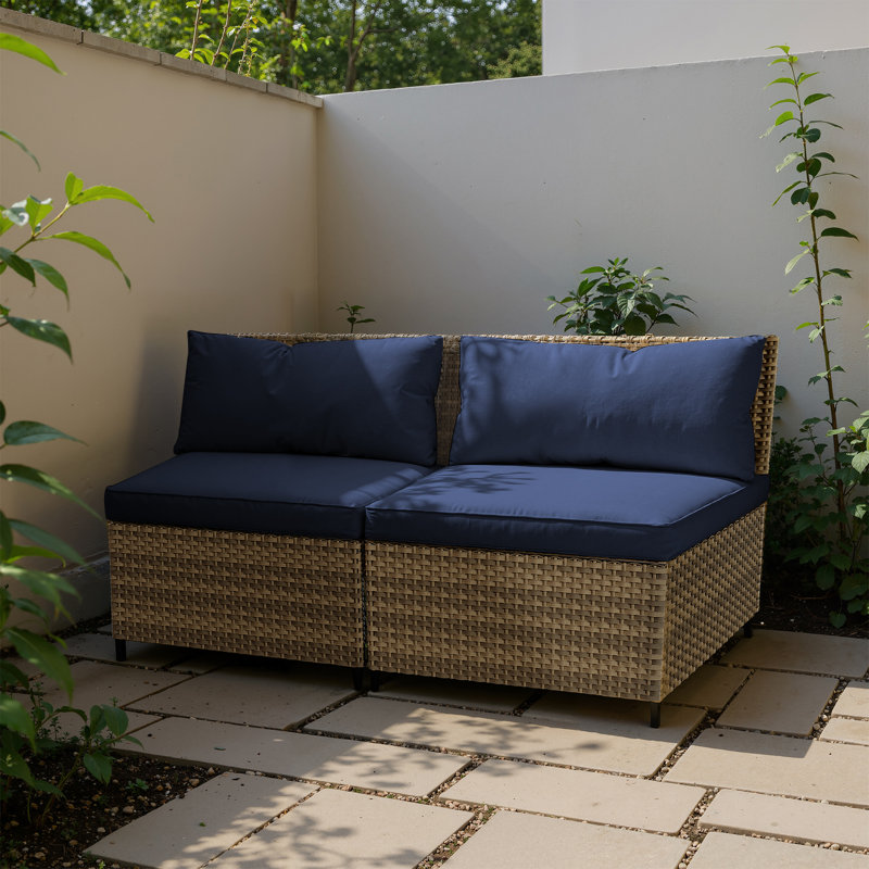 Causeuse d'extérieur Pe Wicker, Bleu