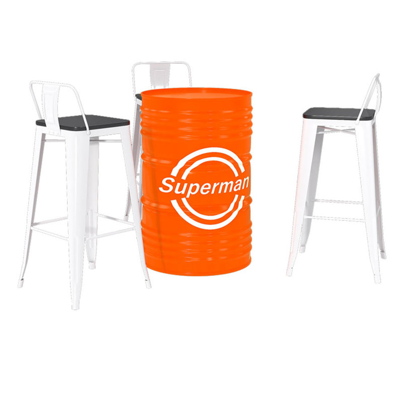 Kailla Pedestal Dining Set, 4, White, Orange