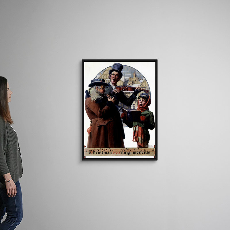 Art mural en toile Christmas Trio, H 42 po x l 32 po x P 1,75 po, Cadre flottant noir