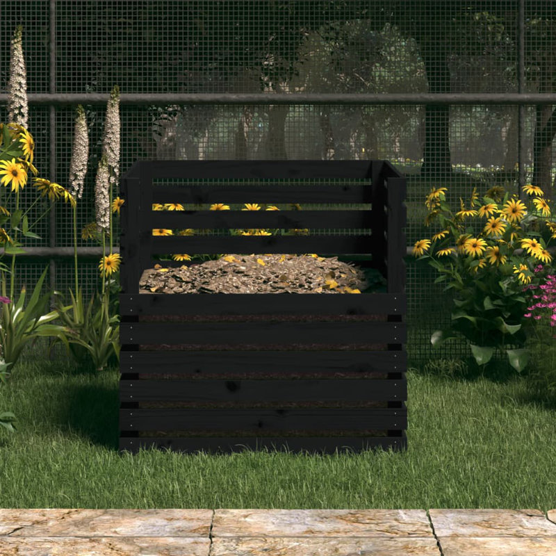 Ansar Solid Wood Stationary Composter, White, 80 x 80 x 78 cm