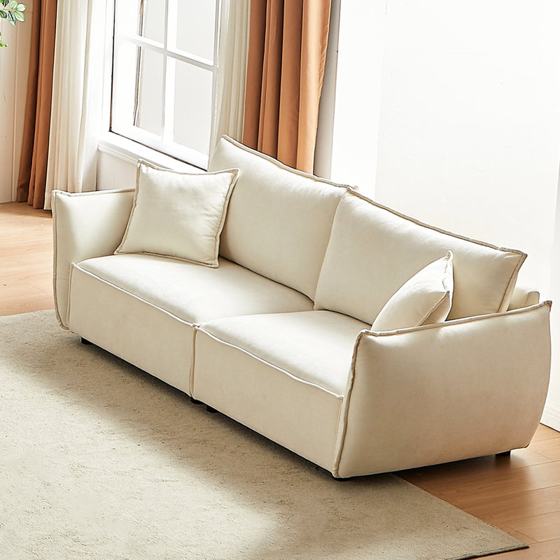 Salon Antionette 3 + - Tissu en lin, structure en bois massif, 4 coussins Un ajout confortable à votre maison moderne pour une utilisation, le bois améliore le confort
