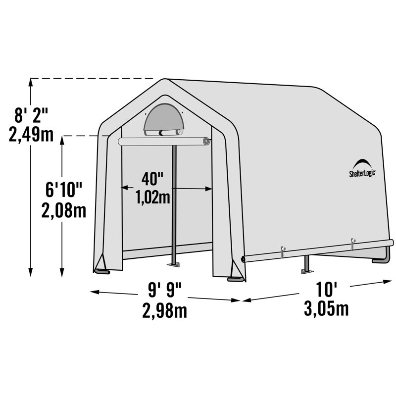 10 ft x 10 ft Gray Steel Frame Peak Greenhouse