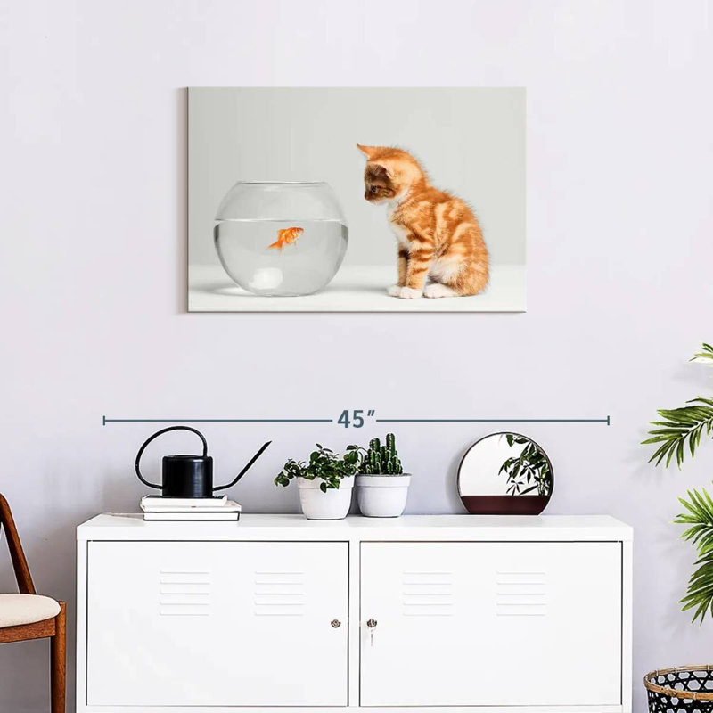 Pet Fish And Kitten, 30" H x 45" W