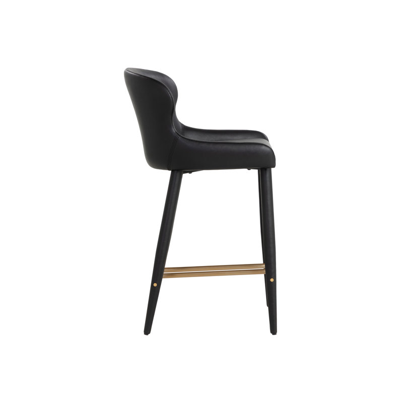 EVORA Upholstered Stool with Metal Frame, Black, Counter Stool (26” Seat Height)