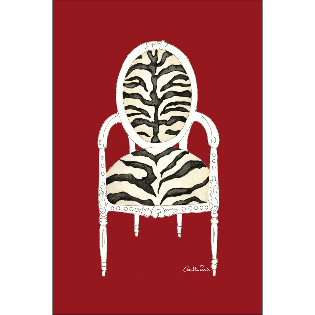 Leinwandbild Zebra Chair on Red