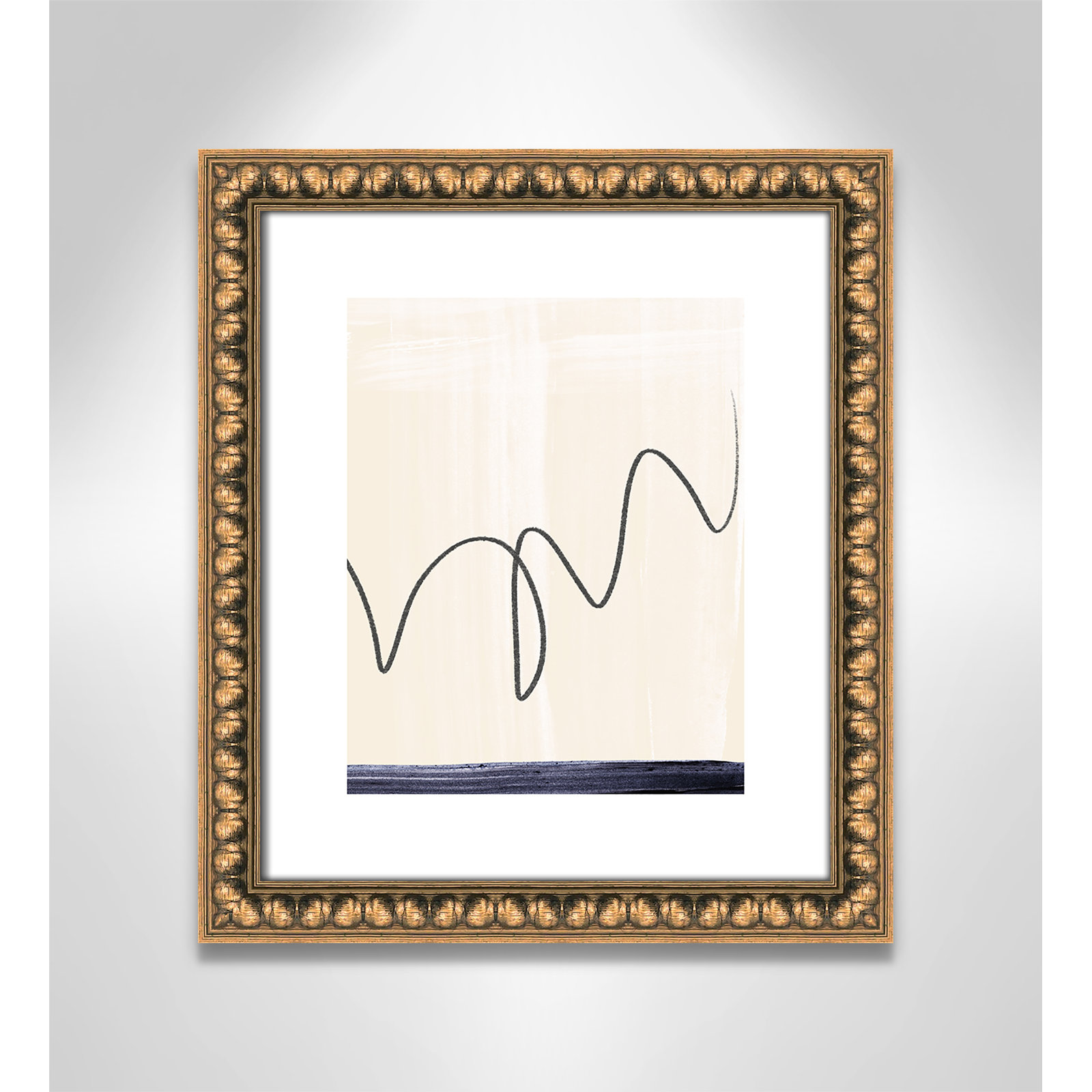 Tigerlily "Departured II" Painting, Gold Bead Framed Paper, 16" H x 14" W x 1.13" D