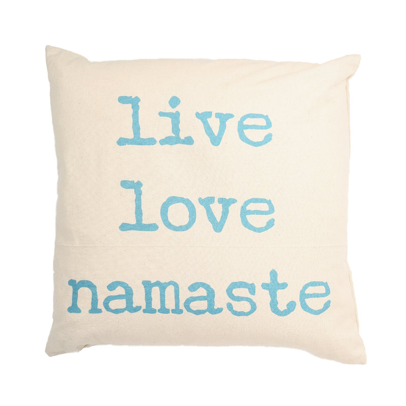 Yoga Theme Cotton Throw Pillow, 18" H x 18" W x 3" D, Feathers
