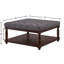 Grande table basse carrée avec repose-pieds en lin capitonné et grand repose-pieds avec tablette en bois massif-1044705474