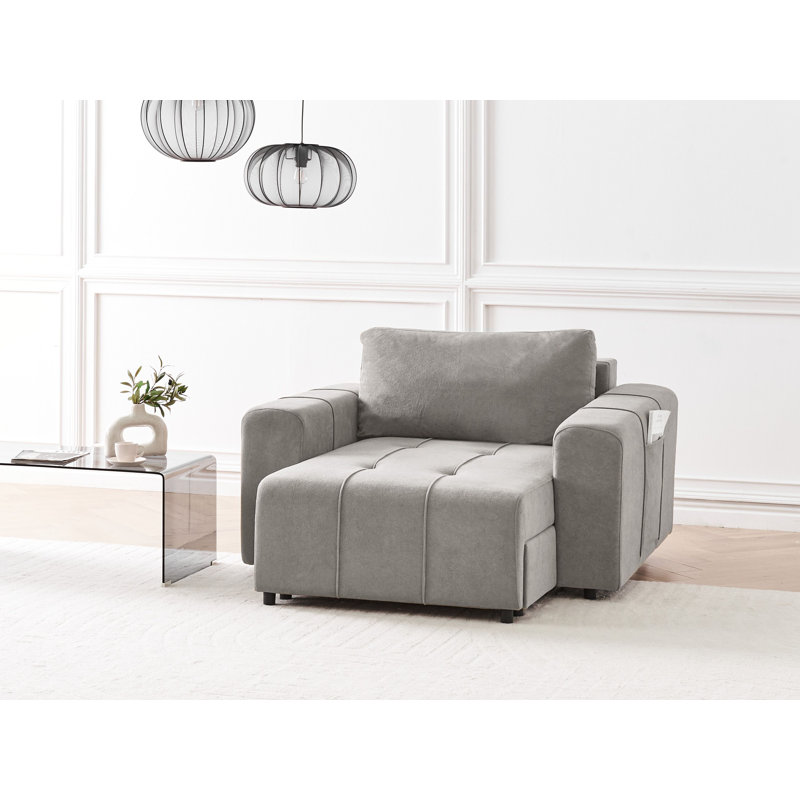 Fabric Chaise Lounge INNVIK, Light Grey