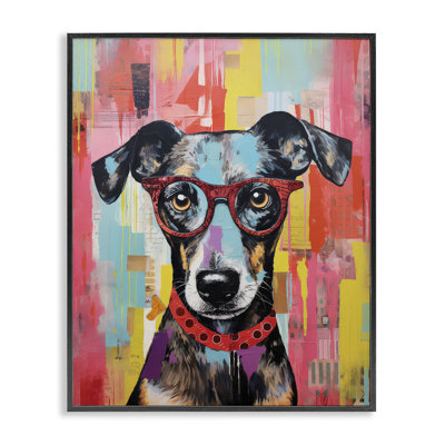 Quirky Spectacle Dog  Framed Giclee Art by LSR Design Studio be-574