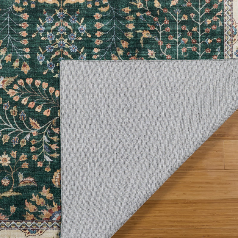 Tapis d'intérieur lavable en machine HGTV Everyday Chic, Tapis de couloir 2 pi 2 po x 6 pi, Vert