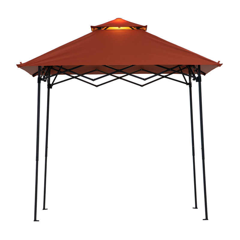 SUNJOY 8' x 5'  Pop up Grill Gazebo Double Tiered Outdoor Gazebo Standing-Height Canopy with Magnetic LED Light, Adjustable Ceiling Height, for BBQ, Picnics, Outdoor Events