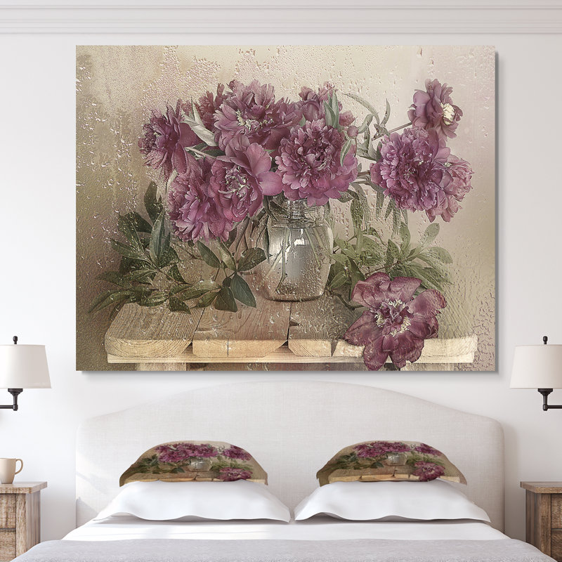 Bouquet de pivoines roses - impression, H 36 po x l 46 po x P 1,5 po, Bois