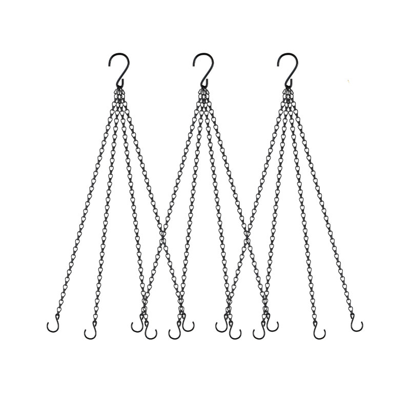 Paquet de 3, chaîne de paniers suspendus de 23 pouces avec crochets en S, remplacement du support de plante en fer pour pots à fleurs, jardinières, mangeoires d'oiseaux et lanternes, finition électrophorèse résistante à la rouille