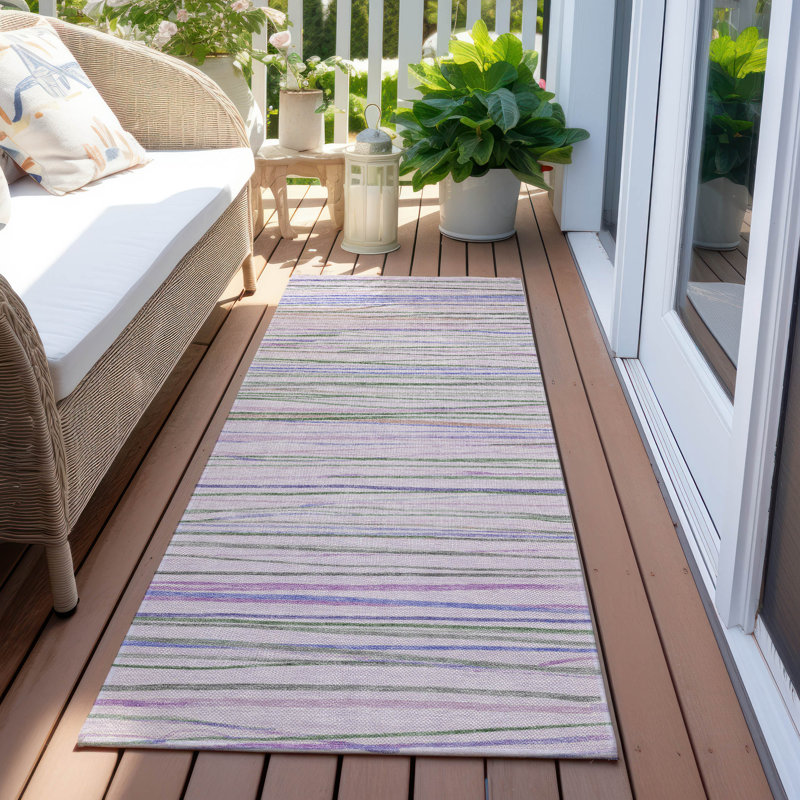 Machine Washable Indoor/Outdoor Claudian ACN1605 Lavender Rug, Runner 2'3" x 7'6"