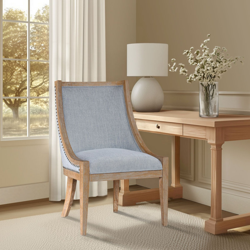 Bedford Elmcrest Upholstered Dining Chair with Nailhead Trim, Light Blue