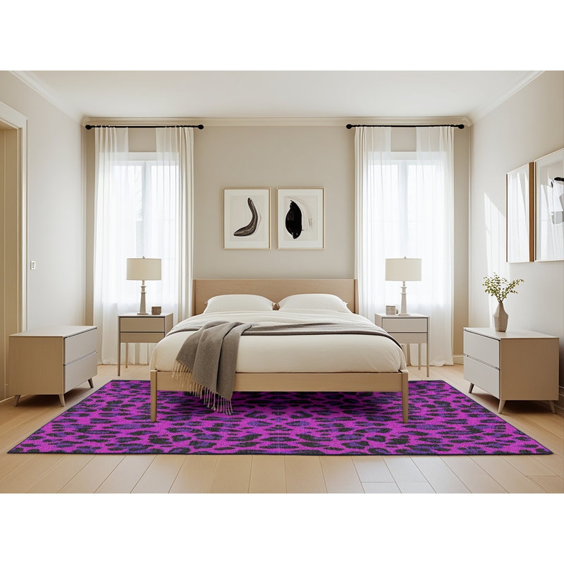 Tapis rose à imprimé animal, Rectangle 5 pi x 8 pi