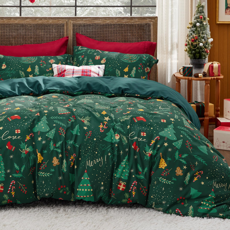 Housse de couette de Noël pour grand lit Holiday Vibe for Your Home - Housse de couette Holiday, Queen Duvet Cover + 2 Shams