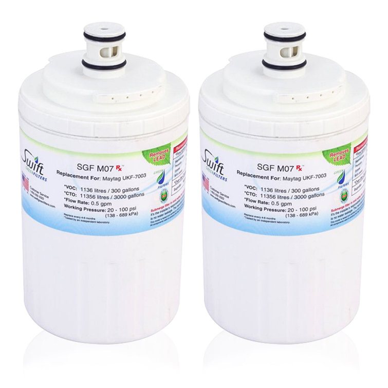 SGF-M07 Rx Compatible Refrigerator Water Filter for UKF7003, UKF7001, EDR7D1 (2 Pack).