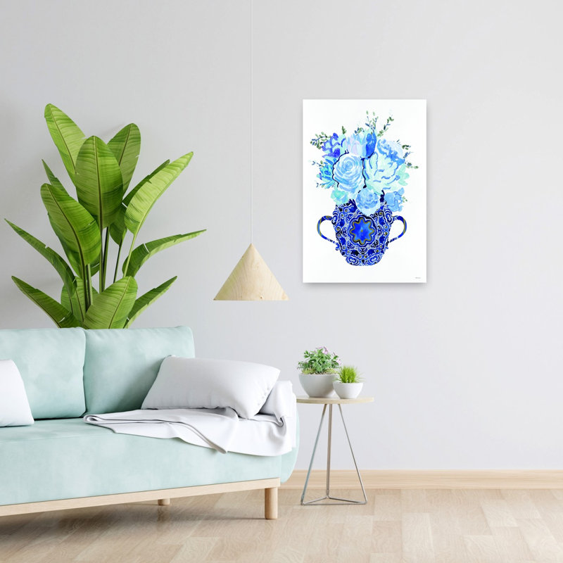 Reproduction d'art mural bleu de Delft abstrait, H 24 po x l 16 po