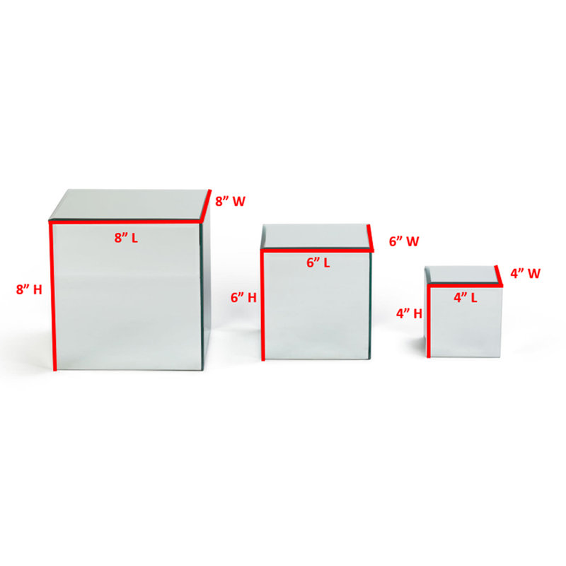 3 piédestaux de miroir en verre 3 pièces Angely, Argent - transparent