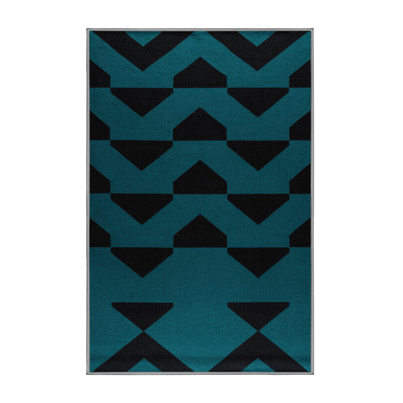 Machine Washable Checkered Green Area Rug, Rectangle 3' x 5'