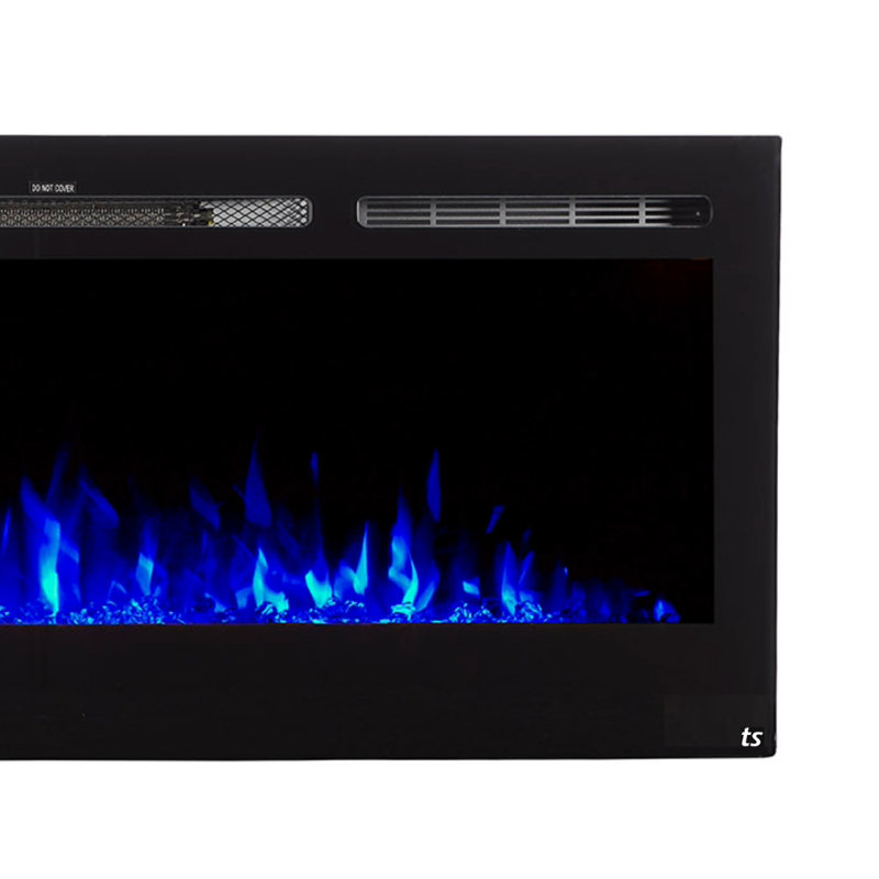 The Sideline Electric Fireplace for Recessed or Wall Mount Installation, Black, 21.5" H x 50" W x 5.5" D