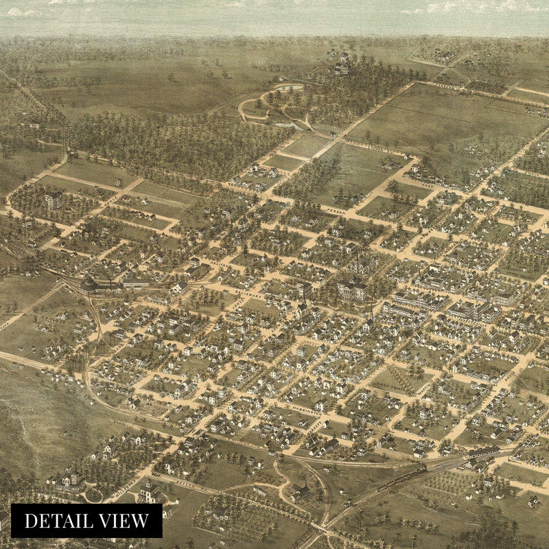 Vintage 1872 Raleigh North Carolina Map - impression d'art graphique sur papier, H 24 po x l 30 po x P 0,1 po