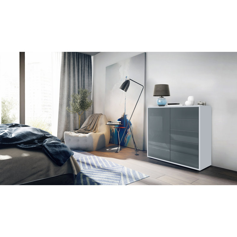 Mcdevitt 79cm Sideboard, Matt White/Glossy Grey