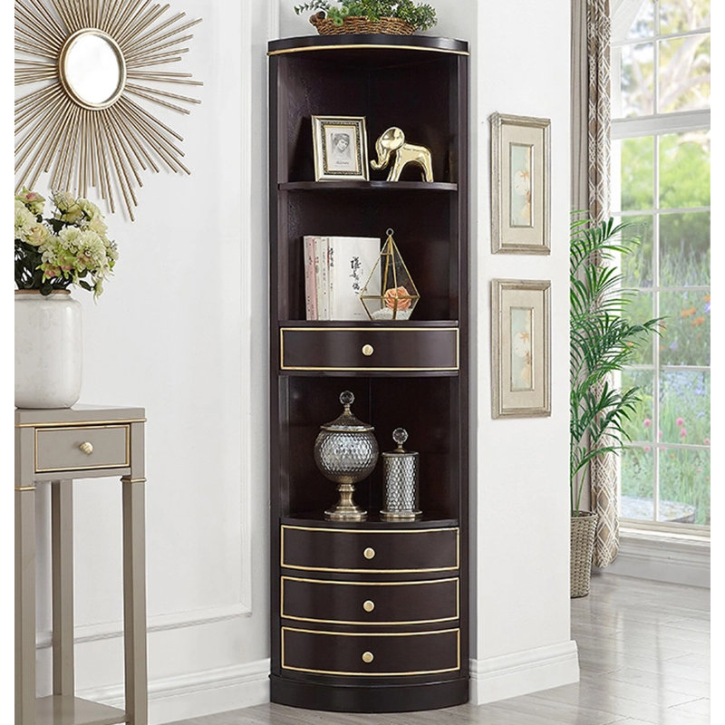 Présentoir 15,75 "en bois massif noir standard et armoires en porcelaine, Noir