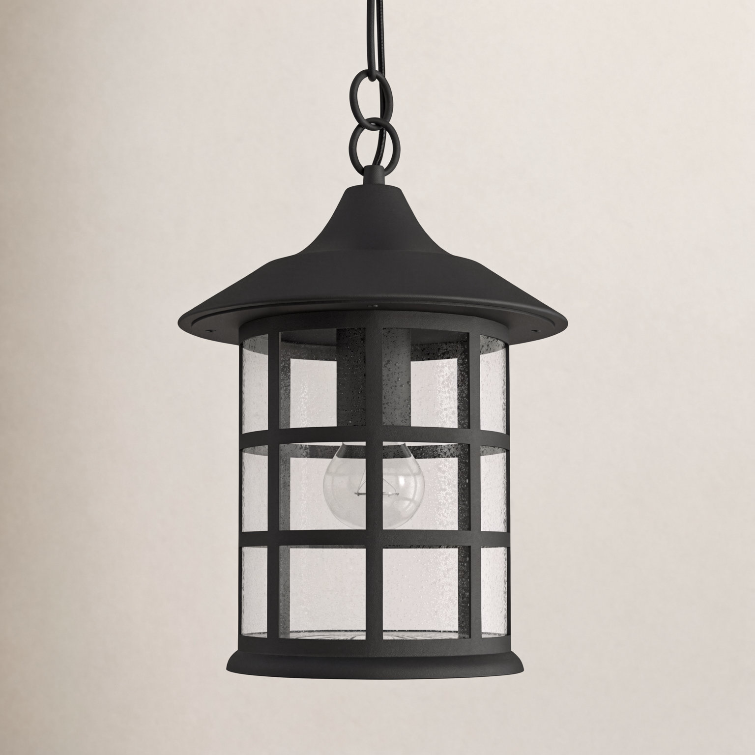 Freeport Outdoor Hanging Lantern, Textured Black