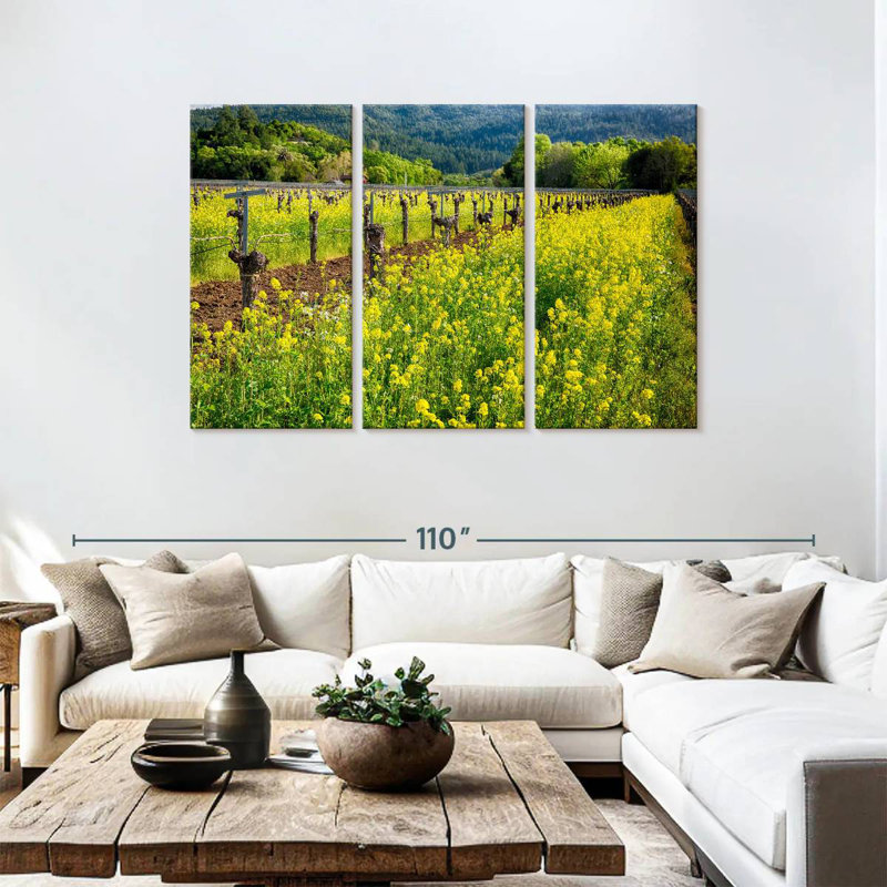 Alvord Yellow Mustard And Grapevines, 48" H x 74" W