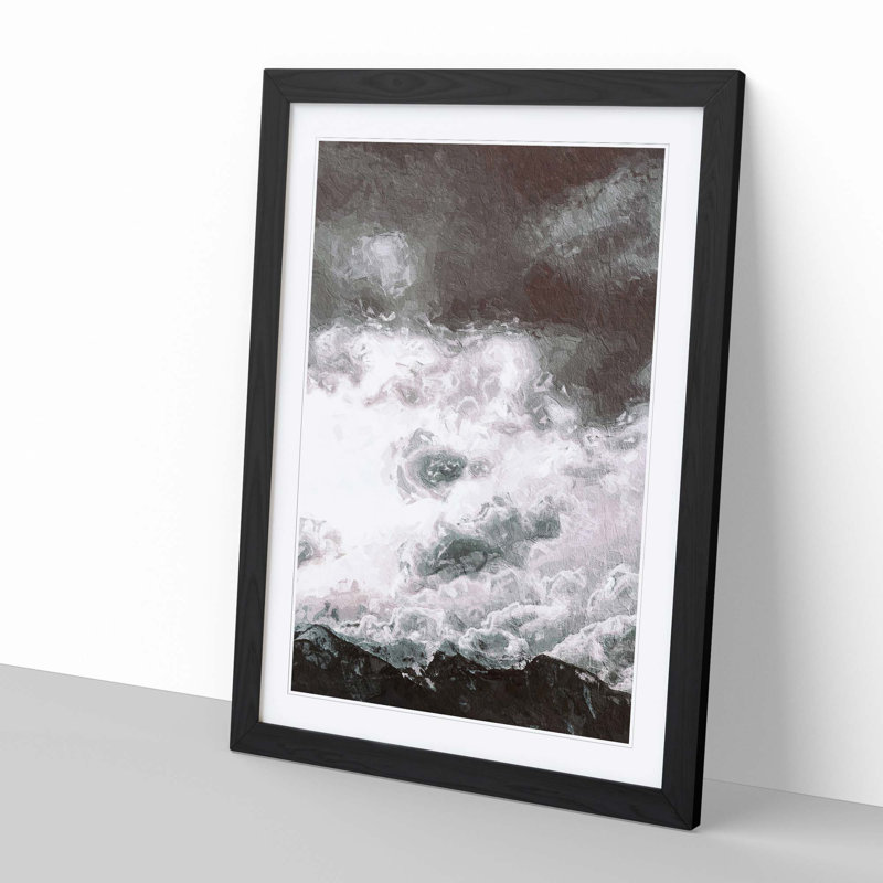Cloudy Mountain - Picture Frame Painting, 36cm H x 27cm W x 2cm D, Black Framed