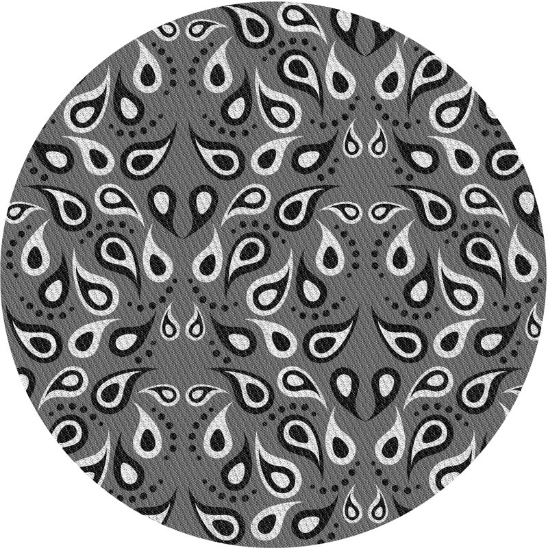 Tapis gris foncé/noir/blanc tissé à la machine, Rond 8 pi