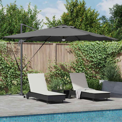 Roma Parasol with LED Strip Lights Aluminium and Polyester Garden Shade