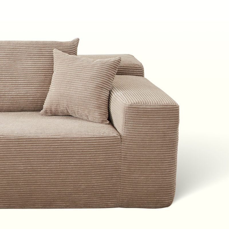 Natick Upholstered L-Shaped Sectional, Beige Polyester, Left Hand Facing